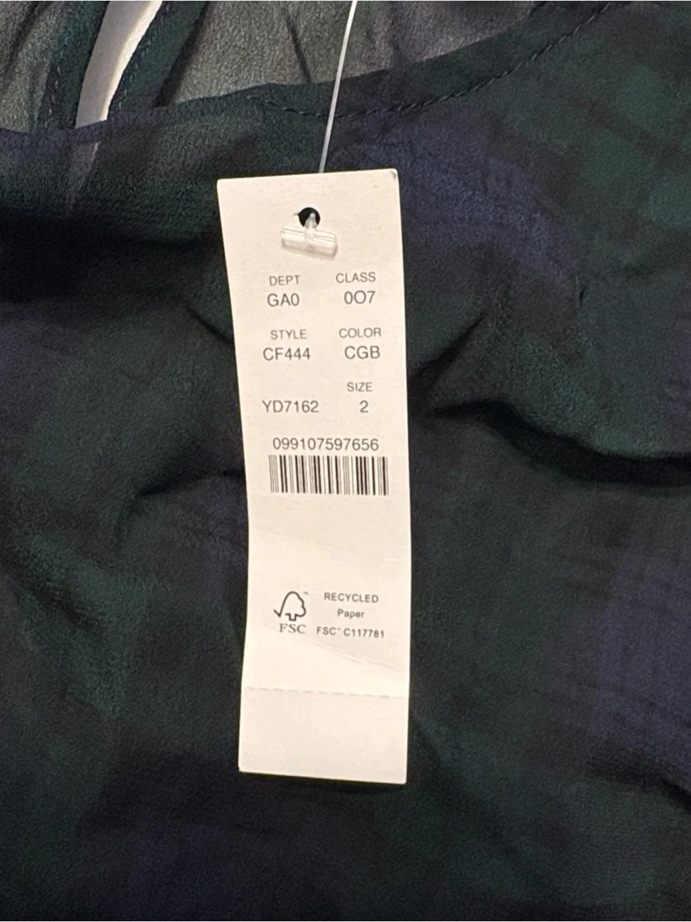 J. Crew Chiffon Shirred Waist Top in Black Watch Tartan 2 Holiday Christmas NWT